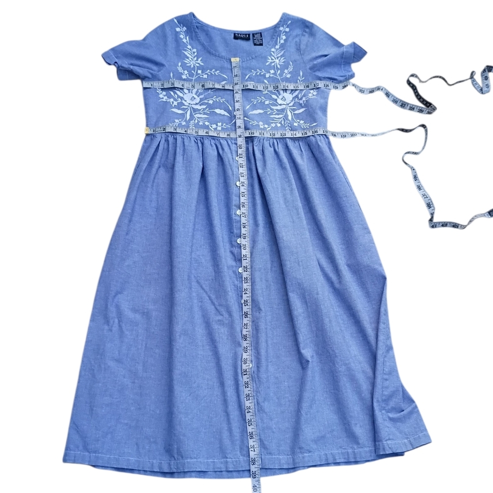 Naqui Vintage Chambray Embroidered Dress sz S - Picture 8 of 8
